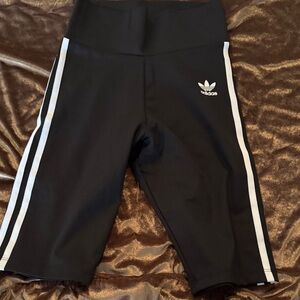 Adidas Women Black Leggings with White Stripes